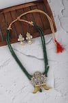 Shop_Auraa Trends_Green Stones, Beads Lord Tirupati Carved Pendant Necklace Set_at_Aza_Fashions