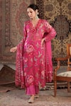 Buy_Negra Elegante_Pink Cotton Silk Hand Embroidery Pattern Straight Kurta Palazzo Set  _at_Aza_Fashions