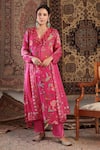 Negra Elegante_Pink Cotton Silk Hand Embroidery Pattern Straight Kurta Palazzo Set  _Online_at_Aza_Fashions