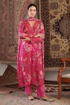 Shop_Negra Elegante_Pink Cotton Silk Hand Embroidery Pattern Straight Kurta Palazzo Set  _Online_at_Aza_Fashions