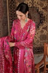 Negra Elegante_Pink Cotton Silk Hand Embroidery Pattern Straight Kurta Palazzo Set  _at_Aza_Fashions