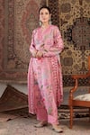Buy_Negra Elegante_Pink Cotton Silk Hand Embroidery Gul Pattern Straight Kurta Set _at_Aza_Fashions