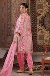 Shop_Negra Elegante_Pink Cotton Silk Hand Chintz Floral Pattern Short Anarkali Set  _at_Aza_Fashions