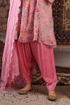 Negra Elegante_Pink Cotton Silk Hand Chintz Floral Pattern Short Anarkali Set  _Online_at_Aza_Fashions