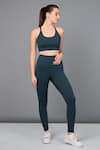 Buy_Tuna London - {Tuna Active}_Green Poly Blended Plain Round Dynamic Mesh Detail Top And Leggings Set  _Online_at_Aza_Fashions