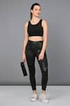 Buy_Tuna London - {Tuna Active}_Black 100% Cotton Plain Round Neck Zipped Sports Bra With Leggings  _at_Aza_Fashions