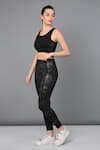 Shop_Tuna London - {Tuna Active}_Black 100% Cotton Plain Round Neck Zipped Sports Bra With Leggings  _Online_at_Aza_Fashions