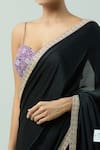 Buy_ANUSHKA KHANNA_Black Satin Silk Embroidered Bead Pearl Border Saree With Blouse  _Online_at_Aza_Fashions