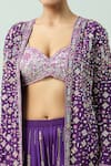 Shop_ANUSHKA KHANNA_Purple Silk Crepe Embellished Bead Jacket Geometric Mirrorwork Gharara Set _Online_at_Aza_Fashions