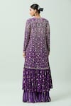 Shop_ANUSHKA KHANNA_Purple Silk Crepe Embellished Bead Jacket Geometric Mirrorwork Gharara Set _at_Aza_Fashions