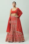 Buy_ANUSHKA KHANNA_Red Silk Crepe Embellished Bead Scoop Gota Floral Bridal Lehenga Set _at_Aza_Fashions