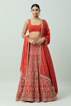 Shop_ANUSHKA KHANNA_Red Silk Crepe Embellished Bead Scoop Gota Floral Bridal Lehenga Set _Online_at_Aza_Fashions