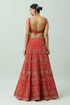 Shop_ANUSHKA KHANNA_Red Silk Crepe Embellished Bead Scoop Gota Floral Bridal Lehenga Set _at_Aza_Fashions