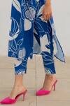 Buy_Silai Studio_Blue Cotton Printed Floral Notched Kurta And Pant Set  _Online_at_Aza_Fashions