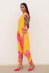 Buy_Silai Studio_Yellow Poplin Printed Floral V A-line Kurta And Pant Set  