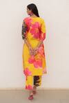 Shop_Silai Studio_Yellow Poplin Printed Floral V A-line Kurta  _at_Aza_Fashions