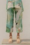 Shop_Silai Studio_Green Silk Voile Printed Leaf Collar Bird Shirt And Pant Set _Online_at_Aza_Fashions