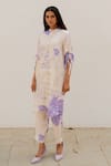 Buy_Silai Studio_Off White Silk Voile Printed Floral Collar Kurta And Pant Set  _Online_at_Aza_Fashions