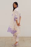 Silai Studio_Off White Silk Voile Printed Floral Collar Kurta And Pant Set  _at_Aza_Fashions