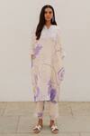 Buy_Silai Studio_Off White Silk Printed Floral Notched Kurta And Pant Set  _at_Aza_Fashions