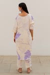 Shop_Silai Studio_Off White Silk Printed Floral Notched Kurta And Pant Set  _at_Aza_Fashions