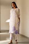 Silai Studio_Off White Silk Printed Floral Notched Kurta And Pant Set  _Online_at_Aza_Fashions