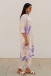 Buy_Silai Studio_Off White Silk Printed Floral Notched Kurta And Pant Set  