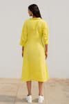 Shop_Silai Studio_Yellow Poplin Plain Collar Buttondown Flared Shirt Dress  _at_Aza_Fashions