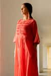 Buy_Silai Studio_Red Chanderi Pleated Round Bodice Kurta With Pant  _Online_at_Aza_Fashions