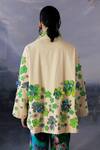 Shop_Yavi_Cream Canvas Embroidered Applique Collared Accord Floral Jacket  _at_Aza_Fashions