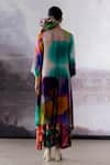 Shop_Yavi_Multi Color Crepe Printed Abstract V Neck Aria Box Pleat Midi Dress  _at_Aza_Fashions