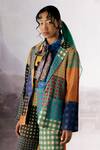 Buy_Yavi_Multi Color Linen Printed Checkered Lapel Collar Cora Jacket  _Online_at_Aza_Fashions