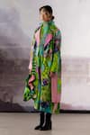 Yavi_Green Linen Print Abstract Floral Lapel Collar Hersilia Jacket  _Online_at_Aza_Fashions