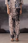 Buy_Yavi_Ivory Crepe Print Abstract Jacket Gathered Pant  _Online_at_Aza_Fashions