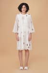 Buy_Arcvsh by Pallavi Singh_Ivory Cotton Chanderi Block Print Hakoni Round Dress _at_Aza_Fashions