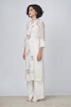 Buy_Arcvsh by Pallavi Singh_Ivory Organza Printed Sakura Floral Jacket Notched Lapel And Pant Set  