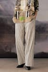 Yavi_Ivory Cotton Print Shadow Stripe Jenny Pant  _Online_at_Aza_Fashions