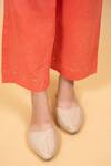 Buy_Kkanyaah_Peach Silk, Cotton Sequins V-neck Ruffle Detailed Tunic With Pant _Online_at_Aza_Fashions