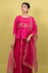 Buy_KKANYAAH_Pink Tunic Pure Handwoven Silk Hand Embroidered Floral Round Skirt Set _at_Aza_Fashions