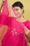 Shop_KKANYAAH_Pink Tunic Pure Handwoven Silk Hand Embroidered Floral Round Skirt Set _at_Aza_Fashions