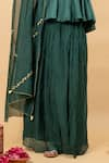 Buy_KKANYAAH_Green Tunic Pure Handwoven Silk Hand Embroidered Ruffle Detailed Skirt Set _Online_at_Aza_Fashions