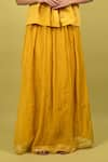 Buy_KKANYAAH_Yellow Tunic Pure Handwoven Silk Hand Embroidered Solid Gathered Skirt Set _Online_at_Aza_Fashions