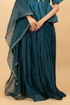 Buy_KKANYAAH_Green Tunic Pure Handwoven Silk Hand Embroidered Floral V Neck Wrap Skirt Set _Online_at_Aza_Fashions