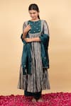 KKANYAAH_Green Tissue, Cotton, Organza Zari, Sequins Round Handwoven Silk Anarkali Set _at_Aza_Fashions