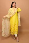 Buy_KKANYAAH_Yellow Kurta And Dupatta Handwoven Silk Floral Print Contrast Pant Set _at_Aza_Fashions