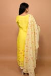 KKANYAAH_Yellow Kurta And Dupatta Handwoven Silk Floral Print Contrast Pant Set _Online_at_Aza_Fashions