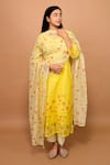 Buy_KKANYAAH_Yellow Kurta And Dupatta Handwoven Silk Floral Print Contrast Pant Set _Online_at_Aza_Fashions