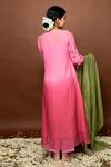 KKANYAAH Pink Silk, Cotton Embroidery Round Neck Ombre Pintuck Kurta Pant Set Online at Aza Fashions KKANYAAH_Pink Silk, Cotton Embroidery Round Neck Ombre Pintuck Kurta Pant Set _Online_at_Aza_Fashions