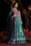 Buy_SHASHANK ARYA_Blue Chanderi Block Printed Floral Round Embellished Anarkali With Dupatta _at_Aza_Fashions