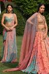 Shop_SHASHANK ARYA_Peach Flat Chiffon Print Floral Sweetheart Neck Pre-draped Saree With Blouse 